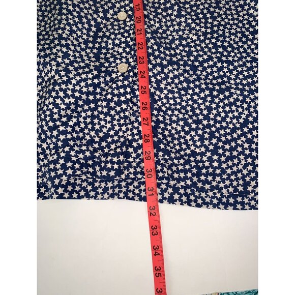 Vtg Jennifer Moore Women's Navy White Stars 100% Silk Button Down Size 2X - Picture 8 of 9